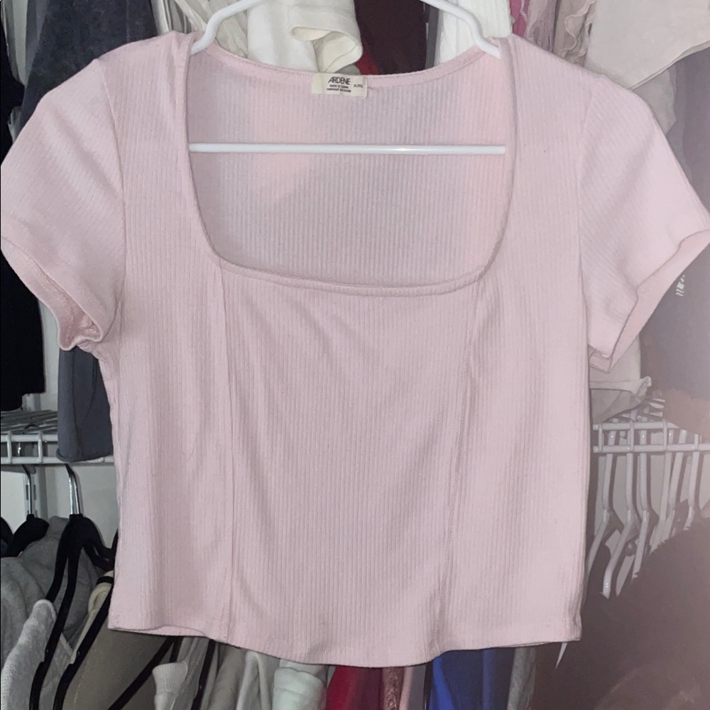 Acne Light Pink Ribbed Crop Top